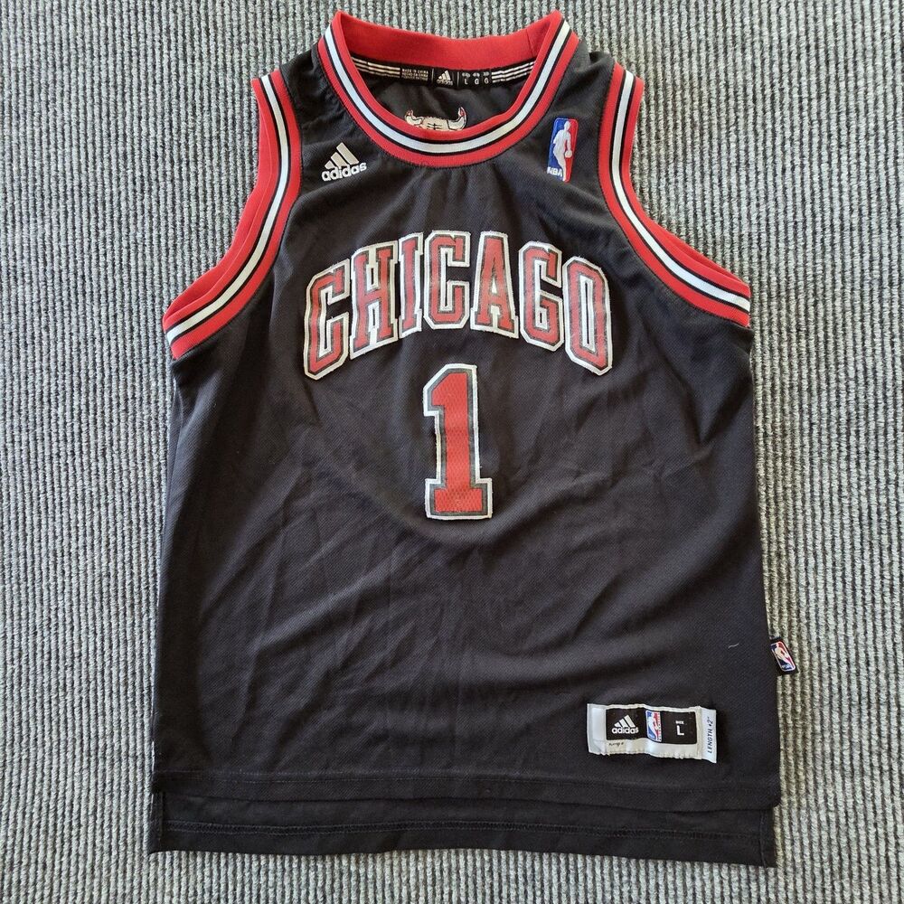 Chicago Bulls Derrick Rose Adidas Jersey Sz Youth Large Black Limited Edition